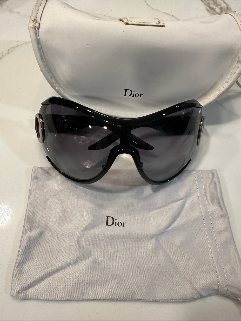 Dior Black Shield Sunglasses with Dark Smoke Lenses